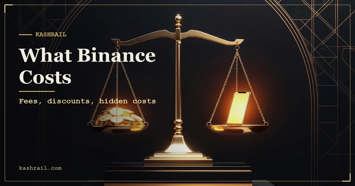 Illustration of a receipt breaking down trading, withdrawal and P2P fees on Binance